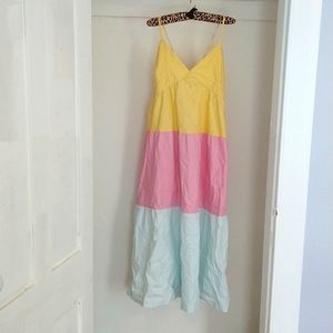 A super summery Just Fab yellow, pink, and blue dress size Large